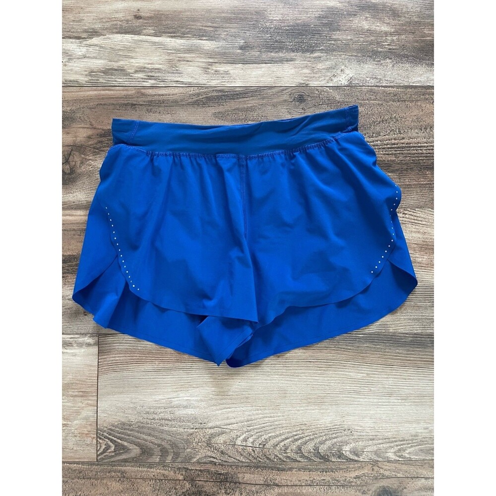 Lululemon Women's Blue Solid Mesh Athletic Activewear Shorts Elastic Waist M